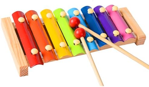 Toddler Glockenspiel,Xylophone,Educational Musical Instrument Toys With Wood Mallets for Children, 8 Notes Rainbow.
