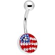 Patriotic Brilliance Gem American Flag Belly Ring