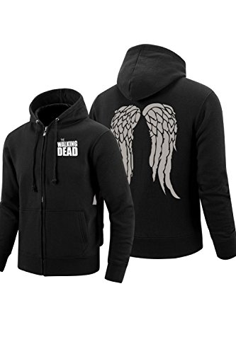 Valecos Walking Dead Unisex Cosplay Daryl¡¤Dixion Wings Zip Hoodie Black Coat