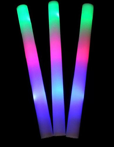 100 pack of 18" multi color foam baton led light sticks - mu…