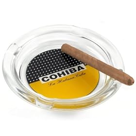 COHIBA Large GLASS CIGAR ASHTRAY Habana Cuba Logo