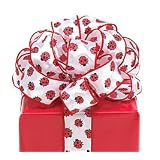 #9 Ladybug Wired Satin Fabric Ribbon.20 Yds Great For Crafts