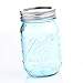 Set of 2 Vintage Blue 100th Anniversary Ball Pint Mason Jars with Lids