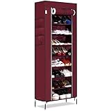 Homdox 10 Tiers Shoe Rack with Cover Closet Shoe Storage Cabinet Organizer