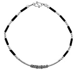 Sterling Silver Black Beaded Bali Bracelet