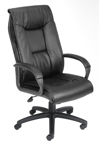 Boss  Executive Leather Plus Chair Black Executive Seating