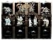 Oriental Black Lacquer Wood Wall Panels, Traditional Chinese Temple Scene - Hand Painted, Mother of Pearl Shell