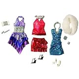 Mattel - R6818 - Barbie - Accessoire Poupée - Habillage tendance - 3 Robes - Bleu / Violet / Rouge