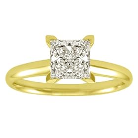 Choice of 14k White or Yellow Gold Shank Princess Cut Diamond Ring (1/4 ct, E-F Color, I1 Clarity)
