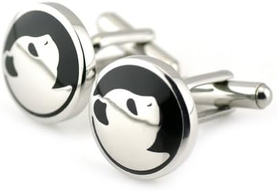 Sirius Jewelry Chinese Treasure Cute Panda Black Enamel Stainless Steel Cufflinks Mens Cuff Links