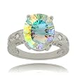 Sea Mist Topaz Ring w/ Diamonds in Sterling Silver 925