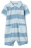 Little Me Prince Stripe Romper, Blue Stripe, 3 Months
