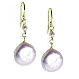 14K Gold Coin Pearl Drop Earrings by Suz Andreasen Bridal, MADE IN AMERICA