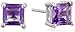 Amazon Collection Sterling Silver Princess-Cut Gemstone Stud Earrings