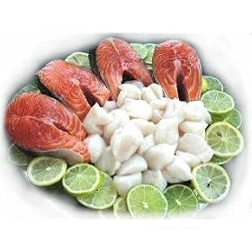 4 Fresh Cut Salmon Filets and 2 lbs. Sea Scallops by Charleston Seafood