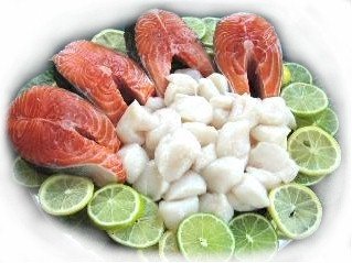 4 Fresh Cut Salmon Filets and 2 lbs. Sea Scallops by Fresh Sea Scallops