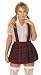 Plus Size School Girl Costume with Sheer Button Front Shirt in White/Red Plaid 1x 2x 3x