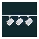 Three Large White Roundback Three Head Track Light Kit
