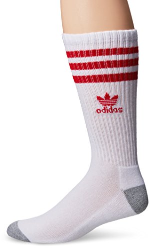 adidas Men's Originals Crew Socks, One Size, White/Light Scarlet/Heather Aluminum