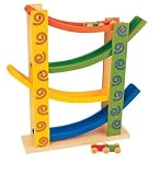 Eigenschaften DEMA / DEMA Holzkugelbahn Rainbow mit 2 Fahrzeugen