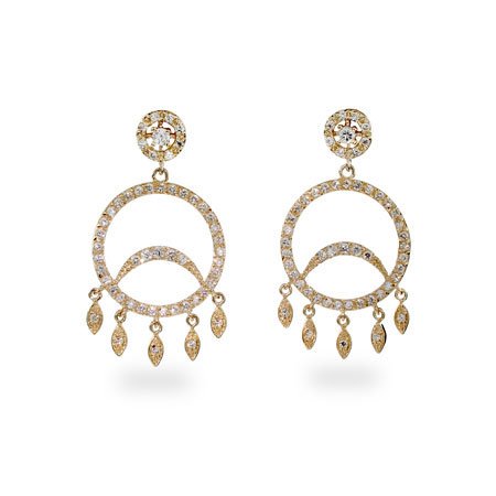 Eve's Addiction Jen's Vermeil Gold Circle Dangle Chandelier Earrings