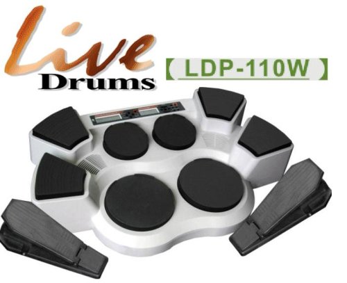 Touch-Sensitive Digital Drums with MP3 playback and Instant Recording / Looping, Cymbal Choking Features.