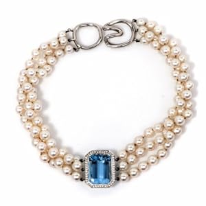 Tiffany & Co. 20.82cts Aquamarine Diamond Pearl Platinum Choker Necklace