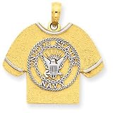 14k and Rhodium US Navy T-Shirt Pendant