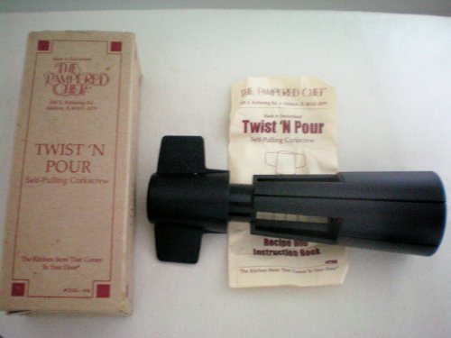 The Pampered Chef Twist N Pour Self-Pulling Corkscrew w/ Recipe and Instruction Book in Original Box -- Wine Bottles Have Never Been Opened Any Easier