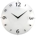 Printed Glass Clock with Step Hand- White