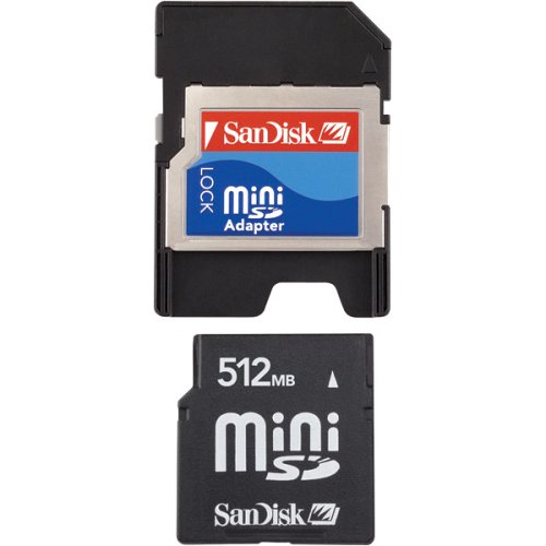 SanDisk SDSDM-512-A10M Mini SD 512 MB Flash Memory Card (Retail Package)