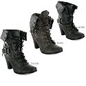 New Ladies Military Army Lace Ankle Heel Boots Size 3-8