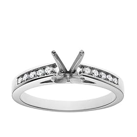 Platinum Channel Set Round Brilliant Diamond Engagement Ring Setting (1/4 ct tw, I, I1)