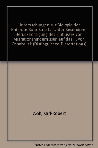 Untersuchungen Zur Biologie Der Erdkrote 