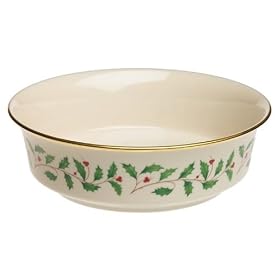 Lenox Holiday Gold-Banded Fine China Serving Bowl by Lenox