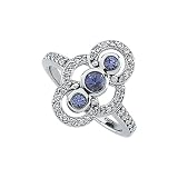 14K White Gold 1/3 ct. Diamond and Tanzanite Ring
