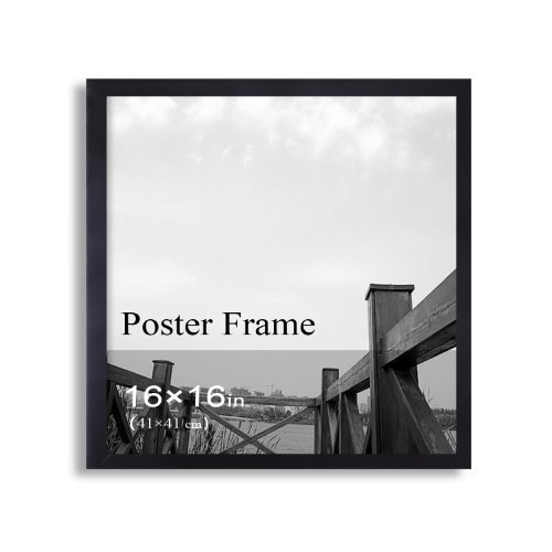 Adeco PF0383 Decorative Black 1.25 Inches Wood Wall Hanging Picture Poster Photo Frame, One opening of 16x16 Inches