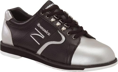 Brunswick Bowling Shoes-Brunswick Mens Zone Target Black/Silver Right Hand Bowling Shoes-Mens Brunswick Bowling Shoes