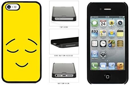 Bright Yellow online Smiley Face proper with Eyebrows and Eyes Closed Plastic Phone Case types Back you Cover Apple iPhone 5 5s