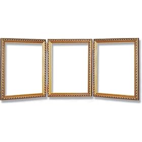 4x6 / 4 x 6 Triple Picture Frame Gold Wood with Antique Look