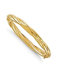 14k Yellow gold Leslies Polished Twisted Hinged Bangle