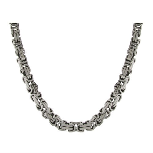 Men's Stainless Steel Byzantine Link Necklace, 24