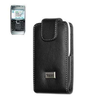 Fashionable Perfect Fit Premium High Quality Leather Folio Pouch Protective Carrying Cell Phone Case with Belt Clip for Nokia E71 / E71X AT&T,T-mobile - BLACK