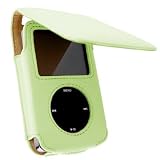 Apple iPod Video & NEW iPod Classic Genuine Leather Case for 30GB, 60GB, 80GB iPod Video, 80GB & 160GB iPod Classic with belt clip, lanyard, and scratch protector - 7 color options (80GB Classic, Light Green)