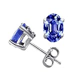 0.90cttw14kWhiteGoldGenuineAAAOvalTanzaniteStudEarringsin14kWhiteGold