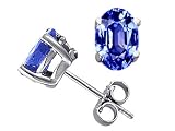 0.90 cttw 14k White Gold Genuine AAA Oval Tanzanite Stud Earrings in 14k White Gold - B00027CJU0
