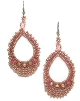 Just Give Me Jewels Handcrafted Argola Salmon Beaded Dangle Earrings