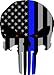 Subdued US Flag Punisher Skull Reflective Decal with Thin Blue Line 8