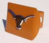 Texas Longhorns Orange Metal Trailer Hitch Cover with Chrome Longhorn
