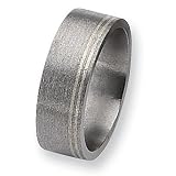 Sterling Silver Inlay Flat Satin Titanium Ring (8.0 mm) With Wood Box - Sizes 8.5-12